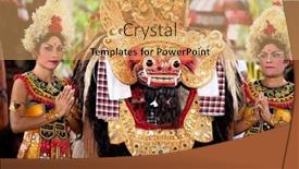  Presentation with balinese traditional dance barong - Colorful theme enhanced with batubulan-bali-indonesia-june-23 backdrop and a yellow colored foreground