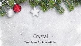  Presentation with decor - Amazing theme having bauble decor on stone background backdrop and a white colored foreground
