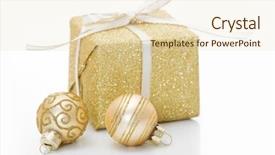  Presentation with white christmas - Presentation theme consisting of bauble decorations isolated on white background and a lemonade colored foreground