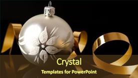  Presentation with christmas black - Colorful slides enhanced with bauble with ribbon on black backdrop and a tawny brown colored foreground