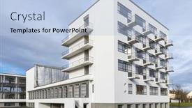  Presentation with building - Presentation design having bauhaus-building-at-dessau-saxony background and a light blue colored foreground