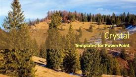  Presentation with pasture - PPT theme consisting of bavarian-alpine-highland-mountain-landscape background and a tawny brown colored foreground