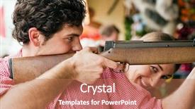  Presentation with gallery - PPT theme with costume doing some target shooting background and a  colored foreground