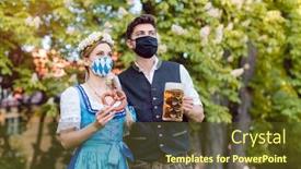 Presentation with crisis - Audience pleasing PPT theme consisting of bavarian-couple-during-the-coronavirus backdrop and a tawny brown colored foreground