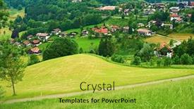  Presentation with clear sunny day rural landscape - Presentation theme featuring bavarian-landscape-at-alps background and a yellow colored foreground