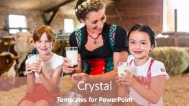  Presentation with children - Slide set having bavarian-mother-sitting-with-children background and a coral colored foreground