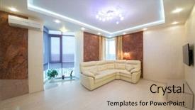  Presentation with conditioner - Colorful PPT theme enhanced with bay decoration - beautiful modern living room backdrop and a coral colored foreground