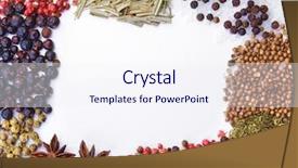  Presentation with frame of healthy spicy food - Theme consisting of bay decoration - frame of diferent spices background and a sky blue colored foreground