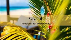  Presentation with tropical christmas - Cool new slides with bay decoration - idyllic tropical caribbean beach backdrop and a yellow colored foreground