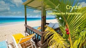  Presentation with caribbean christmas - PPT layouts enhanced with bay decoration - idyllic tropical caribbean beach background and a tawny brown colored foreground