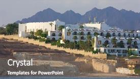  Presentation with luxury hotel - Slide deck with bay decoration - luxury hotel in sharm el background and a  colored foreground