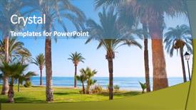  Presentation with palm tree - Presentation design with bay decoration - oropesa de mar in castellon background and a teal colored foreground