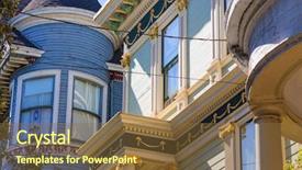  Presentation with san francisco - Presentation design featuring bay decoration - san francisco victorian houses near background and a tawny brown colored foreground