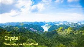  Presentation with world heritage - PPT layouts having bay from cat ba island background and a tawny brown colored foreground