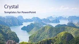  Presentation with world heritage - PPT layouts having bay from cat ba island background and a sky blue colored foreground