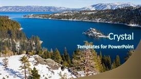  Presentation with tahoe - Slide deck with bay in winter lake tahoe background and a ocean colored foreground