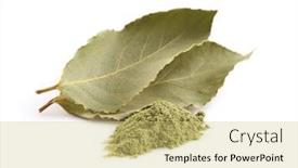  Presentation with powder - Theme with bay-leaves-with-bay-powder background and a yellow colored foreground