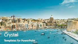  Presentation with transportation plan - Audience pleasing slide set consisting of bay near valletta in malta backdrop and a teal colored foreground