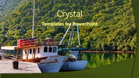  Presentation with green farms - Cool new presentation theme with bay-of-lim-peninsula-istria backdrop and a tawny brown colored foreground