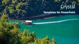  Presentation with green farms - Amazing slide deck having bay-of-lim-peninsula-istria backdrop and a navy blue colored foreground