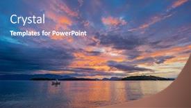  Presentation with sunrise - Presentation design featuring bay-of-nidri-at-sunrise background and a ocean colored foreground