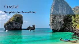  Presentation with island - PPT theme consisting of bay of phi phi island background and a light blue colored foreground