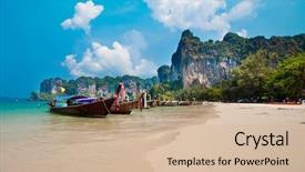  Presentation with krabi - Presentation theme featuring bay overlooked by limestone cliff background and a  colored foreground