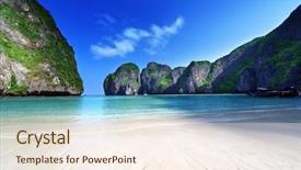  Presentation with maya bay - PPT layouts having bay phi phi leh island background and a cream colored foreground