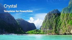  Presentation with maya bay - Audience pleasing PPT theme consisting of bay phi phi leh island backdrop and a teal colored foreground