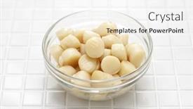  Presentation with bowl - Presentation consisting of bay-scallops-in-a-glass background and a white colored foreground