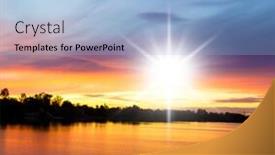  Presentation with skies - PPT theme with bay view burning skies background and a light blue colored foreground