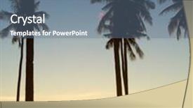  Presentation with fiery - Slide set consisting of tall palm tree forest - bay view fiery backdrop background and a ocean colored foreground