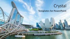  Presentation with marina - PPT theme featuring bay view from the helix background and a light blue colored foreground