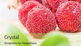  Presentation with co2 increases produce freshness saves fuel - Amazing PPT theme having bayberry - close up of freshness waxberry backdrop and a  colored foreground