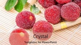  Presentation with red - Beautiful presentation design featuring bayberry - red and ripe waxberry backdrop and a  colored foreground