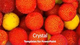  Presentation with blue red and yellow - Colorful slide deck enhanced with bayberry - yellow and red fruits backdrop and a  colored foreground