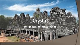  Presentation with khmer - Slide set featuring bayon khmer temple on angkor wat historical place in cambodia background and a dark gray colored foreground