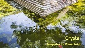  Presentation with green building - Presentation theme with bayou - building in ruins background and a tawny brown colored foreground