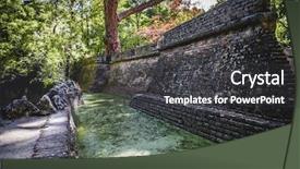  Presentation with green building - Audience pleasing presentation design consisting of bayou - castle building in ruins backdrop and a  colored foreground