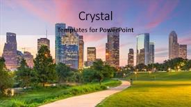  Presentation with houston - Slide deck featuring bayou - houston texas usa downtown city background and a light blue colored foreground