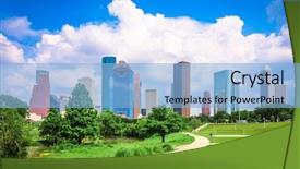  Presentation with houston - Cool new PPT layouts with bayou - houston texas usa downtown city backdrop and a light blue colored foreground
