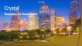  Presentation with houston - Slide set consisting of bayou - houston texas usa skyline background and a cobalt blue colored foreground