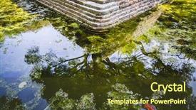  Presentation with green building - Cool new presentation design with bayou - pond building in ruins backdrop and a tawny brown colored foreground