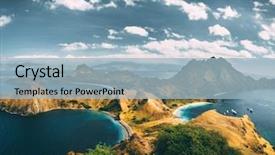  Presentation with spectacular - PPT theme consisting of bays mountains cloudy sky aerial background and a light blue colored foreground