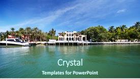  Presentation with beautiful landscapes - Amazing PPT layouts having bayside - beautiful miami landscapes travel destination backdrop and a ocean colored foreground