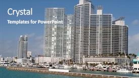  Presentation with miami - PPT theme featuring bayside - expensive apartmets in miami florida background and a teal colored foreground