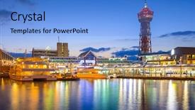  Presentation with indo japan - Slides enhanced with bayside - fukuoka japan waterfront cityscape background and a light blue colored foreground