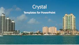  Presentation with miami - Slide deck having bayside - panorama of departments in miami background and a teal colored foreground