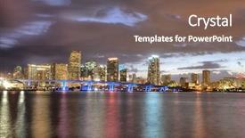  Presentation with miami - PPT theme with bayside - twilight glow on skyline background and a violet colored foreground