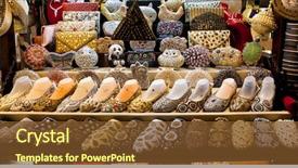  Presentation with eastern - Slides consisting of indian bazaar - women's summer shoes background and a tawny brown colored foreground